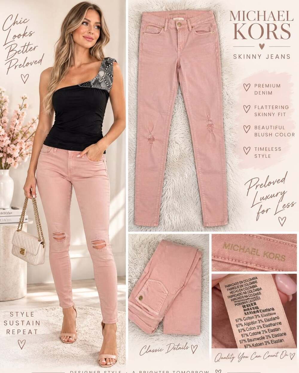 Michael Kors Skinny Jeans Size 0 Pink